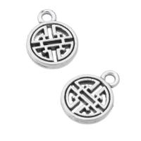 Zink Alloy Hollow Hängen, Flat Round, antik silver pläterad, Unisex, nickel, bly och kadmium gratis, 9.50x12x2mm, Hål:Ca 1.5mm, Säljs av KG