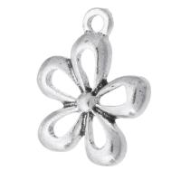 Sinkkiseos Flower riipukset, Kukka, antiikki hopea päällystetty, Unisex & ontto, nikkeli, lyijy ja kadmium vapaa, 15.50x18.50x3mm, Reikä:N. 1mm, Myymät KG