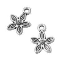 Zinc Alloy Flower Pendler, antik sølv farve forgyldt, Unisex, nikkel, bly & cadmium fri, 10x13.50x2mm, Hole:Ca. 1mm, Solgt af KG