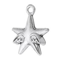 Sinkkiseos Star riipus, Tähti, antiikki hopea päällystetty, Unisex, nikkeli, lyijy ja kadmium vapaa, 18x21.50x4mm, Reikä:N. 2mm, Myymät KG