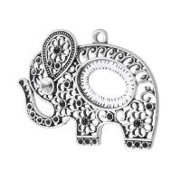 Zinklegierung Tier Anhänger, Elephant, antik silberfarben plattiert, DIY & hohl, frei von Nickel, Blei & Kadmium, 47x35x3mm, Bohrung:ca. 2.5mm, verkauft von kg