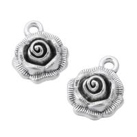 Sinc Alloy Flower Pendants, Rose, dath airgid antique plátáilte, unisex, nicil, luaidhe & caidmiam saor in aisce, 14x17x5mm, Poll:Thart 2mm, Díolta De réir KG