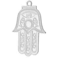 Zinek Hamsa Přívěsky, Ruka, starožitné barva postříbřená, unisex, nikl, olovo a kadmium zdarma, 36x52x1mm, Otvor:Cca 3mm, Prodáno By PC