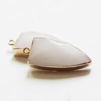 Gemstone Vedhæng Smykker, Ædelsten, med Messing, Triangle, guldfarve belagt, Unisex & facetteret, flere farver til valg, 16x36mm, Solgt af PC