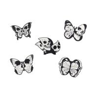 Enamel Brooch Zinc Alloy Skull gun black plated Unisex white and black nickel lead & cadmium free Sold By PC