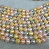 Χάντρες South Sea Shell, Shell Pearl, Γύρος, επιχρυσωμένο, DIY & διαφορετικό μέγεθος για την επιλογή, μικτά χρώματα, νικέλιο, μόλυβδο και κάδμιο ελεύθεροι, Sold Per Περίπου 14.96 inch Strand