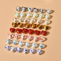 Inderste blomst Lampwork perler, Heart, du kan DIY, flere farver til valg, 16x15mm, Hole:Ca. 1.8mm, Solgt af PC