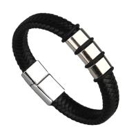 Cuero de PU Pulsera, con aleación de zinc, chapado, Joyería & para hombre, más colores para la opción, 12mm, longitud 22 cm, Vendido por UD