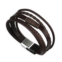 PU Armband, plated, mode sieraden & multilayer & voor de mens, meer kleuren voor de keuze, Lengte 21 cm, Verkocht door PC