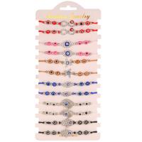 Evil Eye sieraden Armband, Wax, met Glas & Zinc Alloy, Tree of Life, silver plated, 12 stuks & Verstelbare & mode sieraden & voor paar & met strass, gemengde kleuren, Lengte 17-24 cm, Verkocht door Stel