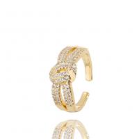 Kubieke Circonia Micro Pave Brass Ring, Messing, gold plated, Verstelbare & micro pave zirconia & voor vrouw, 22mm, Verkocht door PC