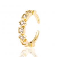 Cubic Zirconia Micro Pave Brass Ring gold color plated Adjustable & micro pave cubic zirconia & for woman 21mm Sold By PC