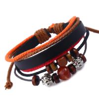 Kohud Armband, med Hampa & Trä & Zink Alloy, mode smycken & oäkta agat & Unisex, flerfärgad, 170x7mm, Säljs av PC