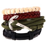 Kohud Armband, med Nylon Polypropylen & Vax & Trä, 4 stycken & mode smycken & Unisex, flerfärgad, 170x7mm, Säljs av Ställ