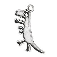 Pendentifs animaux en alliage de zinc, Dinosaure, Plaqué de couleur d'argent, unisexe, protéger l'environnement, sans nickel, plomb et cadmium, 19x29x1mm, Trou:Environ 2mm, Vendu par kg