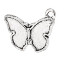 Pendentifs animaux en alliage de zinc, papillon, Plaqué de couleur d'argent, unisexe, protéger l'environnement, sans nickel, plomb et cadmium, 20x15x1.50mm, Trou:Environ 1mm, Vendu par kg