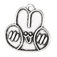 Sinc Alloy Pendants Ainmhithe, Coinín, dath airgid antique plátáilte, unisex, nicil, luaidhe & caidmiam saor in aisce, 23x23x1mm, Poll:Thart 2mm, Díolta De réir KG