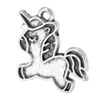 Colgantes de Aleación de Zinc, Unicornio, chapado en color de plata antigua, unisexo, libre de níquel, plomo & cadmio, 19x18x1mm, agujero:aproximado 2mm, Vendido por KG