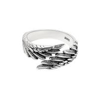 Sárgaréz Finger Ring, Wing Forma, ezüst színű bevonattal, divat ékszerek & a nő, ezüst, nikkel, ólom és kadmium mentes, 9.36mm, Által értékesített PC