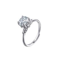 925 Sterling Silver Open Finger Ring with Moissanite platinum plated Adjustable & for woman Sold By PC