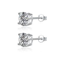 Cubic Zircon ( CZ ) Stud Earring, 925 sterling silver, plated, micro bana cubic zirconia & för kvinna, fler färger för val, 29x60mm, Säljs av Par