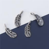 925 Sterling Silver hänge, Feather, Vintage & DIY, 7.20x20.20mm, Hål:Ca 3.2mm, Säljs av PC