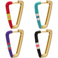 Brass Huggie Hoop Earring gold color plated for woman & enamel Sold By Pair