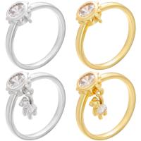 Cubique anneau en laiton Circonia Micro Pave, Placage, styles différents pour le choix & pavé de micro zircon & pour femme, plus de couleurs à choisir, 20mm, Trou:Environ 1.2mm, Vendu par PC