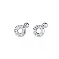 Cubic Zirconia micro pavimenta Sterling Silver Earring, 925 argento sterlina, placcato, Micro spianare cubic zirconia & per la donna, nessuno, 6.50x1.50mm, Venduto da coppia