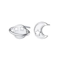 asymmetrische oorbellen, 925 Sterling Zilver, plated, voor vrouw & glazuur, meer kleuren voor de keuze, 9*6mm,6*7mm, Gat:Ca 1.7mm, Verkocht door pair