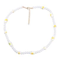 Collar de perlas de plástico, aleación de zinc, con Porcelana & Perlas plásticas, con 2.2inch extender cadena, Joyería & para mujer, libre de níquel, plomo & cadmio, longitud aproximado 17.87 Inch, Vendido por UD