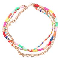 Mode Multi laag ketting, Zinc Alloy, met Polymer Clay & Hars, met 3.03inch extender keten, mode sieraden & multilayer & voor vrouw, multi-gekleurde, nikkel, lood en cadmium vrij, Lengte Ca 15.82 inch, Verkocht door PC