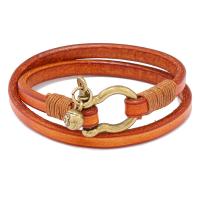 Bracelet de cuir de vachette, cuir de peau de vache, avec alliage de zinc, la couleur plaquée laiton antique, bijoux de mode & unisexe, plus de couleurs à choisir, 410x6mm, Vendu par PC