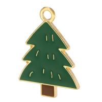 Zinc Alloy Christmas Pendants Christmas Tree gold color plated Unisex & enamel green nickel lead & cadmium free Approx 2mm Approx Sold By Bag