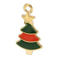 Zinklegierung Weihnachten Anhänger, Weihnachtsbaum, goldfarben plattiert, unisex & Emaille, gemischte Farben, frei von Nickel, Blei & Kadmium, 11.50x21x2mm, Bohrung:ca. 2mm, ca. 500PCs/Tasche, verkauft von Tasche