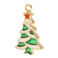 Zinklegierung Weihnachten Anhänger, Weihnachtsbaum, goldfarben plattiert, unisex & Emaille, gemischte Farben, frei von Nickel, Blei & Kadmium, 16x26x2mm, Bohrung:ca. 2mm, ca. 500PCs/Tasche, verkauft von Tasche