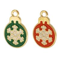 Zinklegering Kerst Hangers, Zinc Alloy, Rond plat, gold plated, uniseks & glazuur, meer kleuren voor de keuze, nikkel, lood en cadmium vrij, 13x19x1mm, Gat:Ca 2mm, Ca 500pC's/Bag, Verkocht door Bag