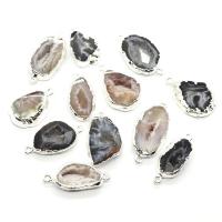 Natuurlijke Agate Druzy hanger, Ijs Quartz Agaat, met Messing, Onregelmatige, silver plated, DIY & verschillende stijlen voor de keuze & 1/1 lus, meer kleuren voor de keuze, 12x25-18x30mm, Verkocht door PC