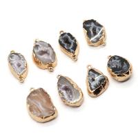 Prirodne Agate Druzy privjesak, Ice Quartz Agate, s Mesing, Nepravilan, zlatna boja pozlaćen, možete DIY & različitih stilova za izbor & 1/1 petlje, više boja za izbor, 12x25-18x30mm, Prodano By PC