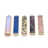 Gemstone Pendants Jewelry Natural Stone with Brass Rectangle gold color plated & Unisex Sold By PC