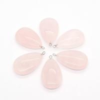 Rose Quartz Pendel, Teardrop, Unisex, lyserød, 22x38mm, Solgt af PC