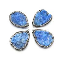 Ice Quartz Agate Pendant with Rhinestone Clay Pave irregular Unisex blue 35x45- Sold By PC