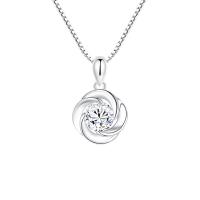 Kubieke Zircon Micro effenen Sterling zilveren ketting, 925 sterling zilver, geplatineerd, micro pave zirconia & voor vrouw, meer kleuren voor de keuze, 11x11mm, Lengte Ca 17.7 inch, Verkocht door PC