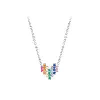 Kubieke Zircon Micro effenen Sterling zilveren ketting, 925 sterling zilver, Hart, plated, micro pave zirconia & voor vrouw, meer kleuren voor de keuze, 11.50x10.50mm, Lengte Ca 17.7 inch, Verkocht door PC