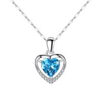 Cubic Zircon Micro Pave 925 Sterling Silver Necklace Heart platinum plated micro pave cubic zirconia & for woman Length Approx 17.7 Inch Sold By PC