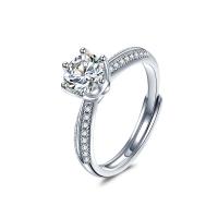 Sterling Silver Jewelry Finger Ring, 925 sterline d'argento, with Moissanite, placcato platino, Regolabile & formato differente per scelta & per la donna, Venduto da PC