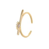 Messing Manchet Finger Ring, gold plated, Verstelbare & micro pave zirconia & voor vrouw, Verkocht door PC