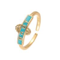 Brass Cuff Finger Ring gold color plated Adjustable & for woman & enamel Sold By PC