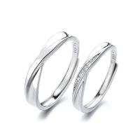 Par Finger Ringar, 925 sterling silver, platinerade, Justerbar & mode smycken, Säljs av PC