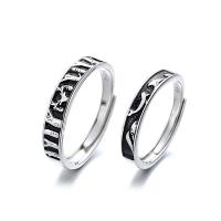 Par Finger Ringar, 925 sterling silver, platinerade, Justerbar & mode smycken, Säljs av PC